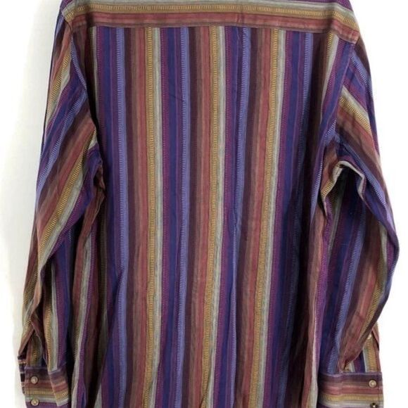 Robert Graham Men's M Multicolor Striped Long Sleeve Button-Up Shirt - Picture 4 of 4